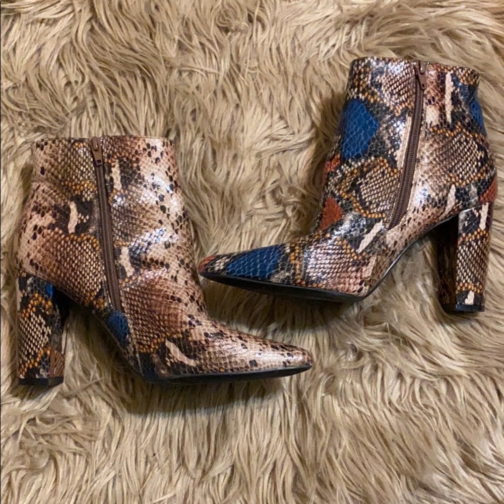 Multi colored ankle boots